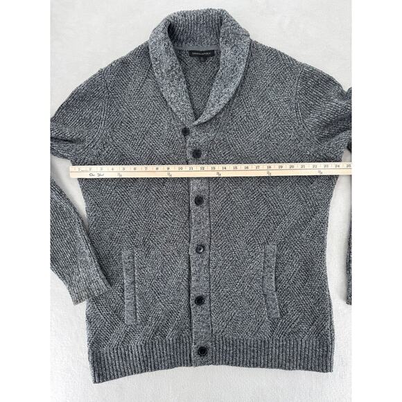 Banana Republic Mens Black White Cotton Cardigan Sweater Grandpacore Shawl XL - Picture 7 of 8